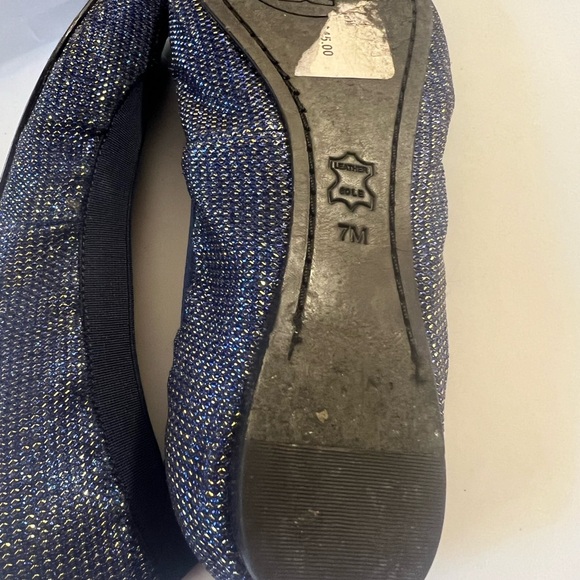 Tory Burch blue and gold ballet flat slip ons size 7 medium - Picture 5 of 5